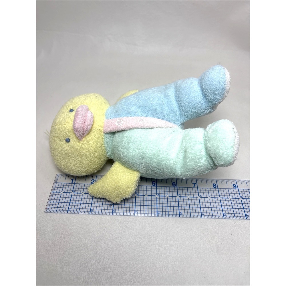 Vintage Kids Gift Yellow Duck Colorblock Pastel 8" Plush Terry‎ Cloth Easter 90s - Picture 5 of 5